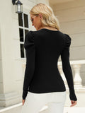 Shrug Puff Shoulder Knit Top - Black Ledshopy.com