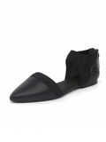 Snake Embossed Pointed Leather Flat - Black Ledshopy.com