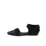 Snake Embossed Pointed Leather Flat - Black Ledshopy.com