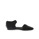 Snake Embossed Pointed Leather Flat - Black Ledshopy.com