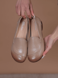 Stitching Header Leather Loafer - Tan Ledshopy.com