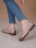 Stitching Header Leather Loafer - Tan Ledshopy.com