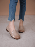 Stitching Header Leather Loafer - Tan Ledshopy.com