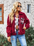 That Feeling Pocketed Fuzzy Jacket - Red Ledshopy.com