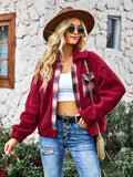 That Feeling Pocketed Fuzzy Jacket - Red Ledshopy.com