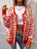 Tiger Year Animal Patterned Knit Cardigan - Orange Ledshopy.com