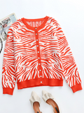 Tiger Year Animal Patterned Knit Cardigan - Orange Ledshopy.com
