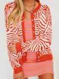 Tiger Year Animal Patterned Knit Cardigan - Orange Ledshopy.com
