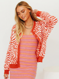 Tiger Year Animal Patterned Knit Cardigan - Orange Ledshopy.com