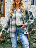 Typical Fall Pocketed Plaid Shacket - Green Ledshopy.com