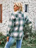 Typical Fall Pocketed Plaid Shacket - Green Ledshopy.com