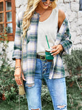 Typical Fall Pocketed Plaid Shacket - Green Ledshopy.com