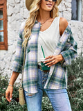 Typical Fall Pocketed Plaid Shacket - Green Ledshopy.com