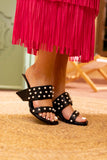 Viviane Pearl Inlay Leather Heeled Sandal - Black Ledshopy.com