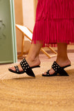 Viviane Pearl Inlay Leather Heeled Sandal - Black Ledshopy.com