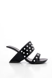 Viviane Pearl Inlay Leather Heeled Sandal - Black Ledshopy.com