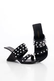 Viviane Pearl Inlay Leather Heeled Sandal - Black Ledshopy.com