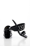 Viviane Pearl Inlay Leather Heeled Sandal - Black Ledshopy.com