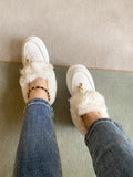 White Faux-Fur Anklet Yana Moccasin Ledshopy.com