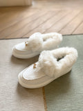 White Faux-Fur Anklet Yana Moccasin Ledshopy.com