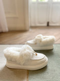 White Faux-Fur Anklet Yana Moccasin Ledshopy.com