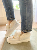 White Faux-Fur Anklet Yana Moccasin Ledshopy.com