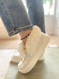 White Faux-Fur Anklet Yana Moccasin Ledshopy.com