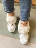 White Faux-Fur Anklet Yana Moccasin Ledshopy.com