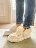 White Faux-Fur Anklet Yana Moccasin Ledshopy.com