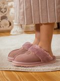 Wool Lined Suede Slipper Dusty Pink Ledshopy.com