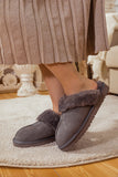 Wool Lined Suede Slipper Stone Grey Ledshopy.com