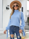 Zeruah Turtle Neck Knit Sweater - Blue Ledshopy.com