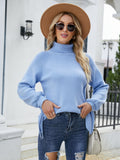 Zeruah Turtle Neck Knit Sweater - Blue Ledshopy.com