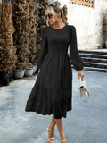 Chana Smocked Midi Dress - Black