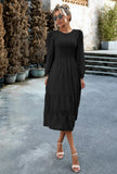 Chana Smocked Midi Dress - Black