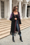 Nemah Fringe Hem Long Cardigan - Black