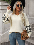 Hadi Swirl Embroidered Sleeve Knit Sweater - Cream