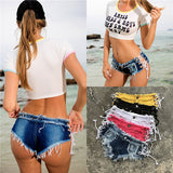 Summer Low-waist Denim Knotted Band Mini Short Beach Casual Shorts Bikini Bottom