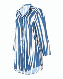 Casual Print Button Down Shirt Dress Beach Cover Ups