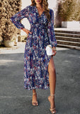 Christabel Floral Printed Maxi Dress - Navy